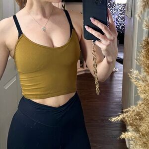 Free People Olive Cropped Camisole Tank